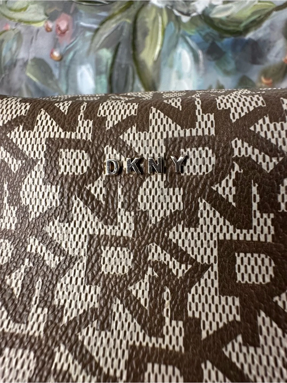 DKNY Brown Logo Cosmetic/Travel Makeup Bag - Excellent Condition